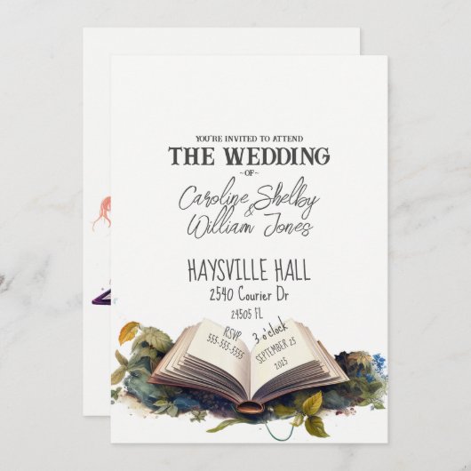 ファンタジーブックフェアリータお洒落リユニークカル 招待状 (正面/裏面)