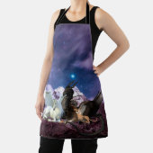 ファンタジーブラックドラゴンユニコーングリフィンチラシ エプロン (インサイチュ)