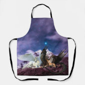 ファンタジーブラックドラゴンユニコーングリフィンチラシ エプロン (正面)