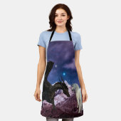 ファンタジーブラック・ドラゴンとユニコーン エプロン (着用した状態)