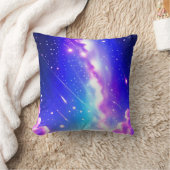 ファンタジーブルーとピンクの天の川天文学 クッション (ブランケット)