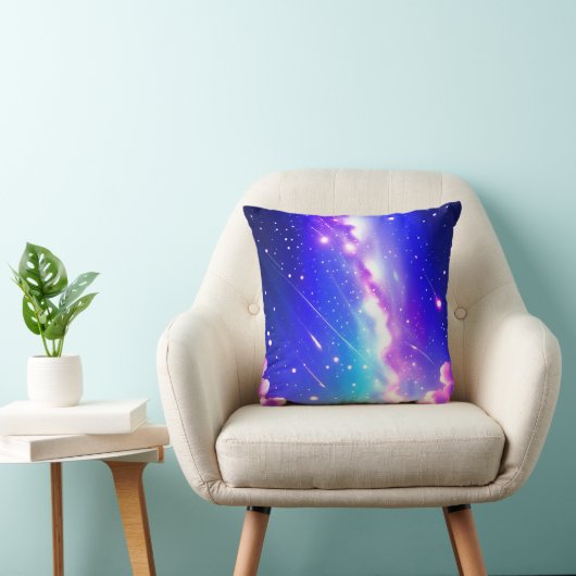 ファンタジーブルーとピンクの天の川天文学 クッション (椅子)