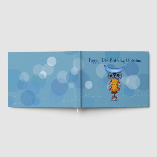 ファンタジーブルーイエローフクロウ大目ダッシュ ゲストブック (全面)