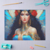 ファンタジーブルーウォーター妖精の人魚のデクページ 薄葉紙 (クラフト)