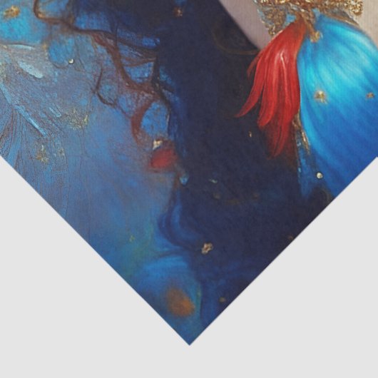 ファンタジーブルーウォーター妖精の人魚のデクページ 薄葉紙 (詳細)