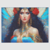 ファンタジーブルーウォーター妖精の人魚のデクページ 薄葉紙 (正面)