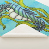 ファンタジーブルーホワイトシーホース入り緑藻 シェルパブランケット (3/4)