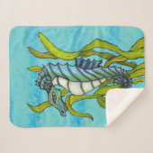 ファンタジーブルーホワイトシーホース入り緑藻 シェルパブランケット (正面(横))