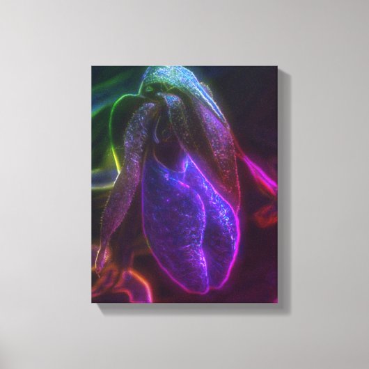 ファンタジーブルー抽象芸術レディースリッパフラワーアート キャンバスプリント (正面)