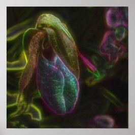 ファンタジーブルー抽象芸術レディースリッパフラワー ポスター