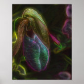 ファンタジーブルー抽象芸術レディースリッパフラワー ポスター (正面)