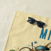 ファンタジーブルー&タンスチームパンクシーホース ビーチタオル (インサイチュ)