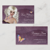 ファンタジーブロンド女性バタフライビジネスカード 名刺 (正面/裏面)