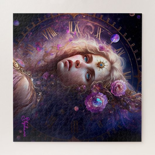 ファンタジープリンセス紫色の花 ジグソーパズル (横)