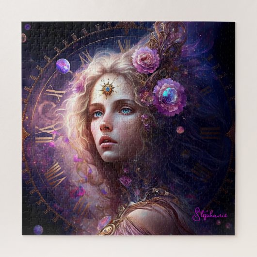 ファンタジープリンセス紫色の花 ジグソーパズル (縦)