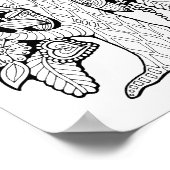 ファンタジーペイズリーの花の木の着色ページアート ポスター (角)