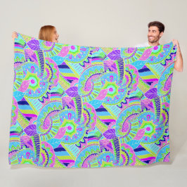 ファンタジーペイズリーオーナメントシームレスパターン1 フリースブランケット