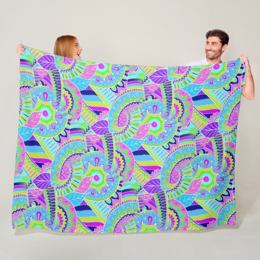 ファンタジーペイズリーオーナメントシームレスパターン1 フリースブランケット (インサイチュ)