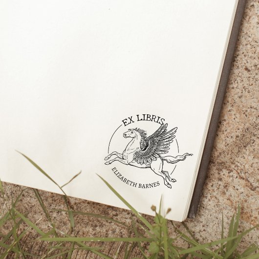 ファンタジーペガサス 馬 エクスリブリス 本   ラバースタンプ
