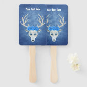 ファンタジーホワイトディアヘッドミステリアス顔ブルーバラ ハンドファン (正面&裏面)