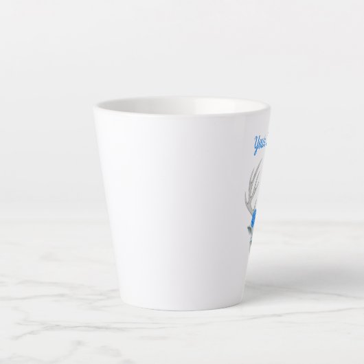 ファンタジーホワイトディアヘッド〔雄ジカの〕枝角ブかわいらしルーバラ カフェラテマグ (正面)