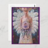 ファンタジーホワイトピーコ結婚ックのドレスAIアートファッション ポストカード (正面/裏面)