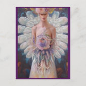 ファンタジーホワイトピーコ結婚ックのドレスAIアートファッション ポストカード (正面)