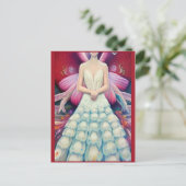 ファンタジーホワイトピーコ結婚ックのドレスAIアート ポストカード (スタンド正面)