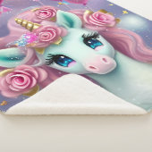 ファンタジーホワイトベビーユニコーンとピンクハート シェルパブランケット (3/4)