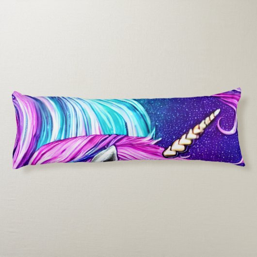 ファンタジーホワイトユニコーンシームレスパターン ボディピロー (裏面)