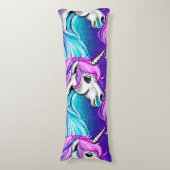 ファンタジーホワイトユニコーンシームレスパターン ボディピロー (正面縦)