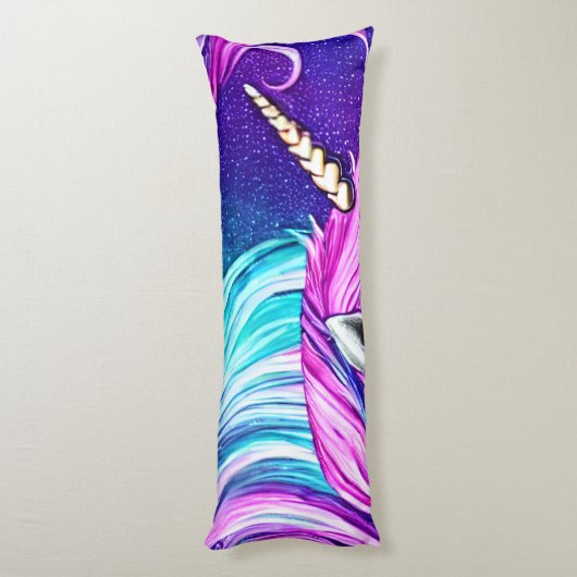 ファンタジーホワイトユニコーンシームレスパターン ボディピロー (裏面 (縦))