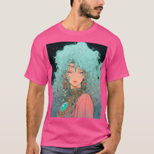 ファンタジーボヘミアン美学アニメガール Tシャツ