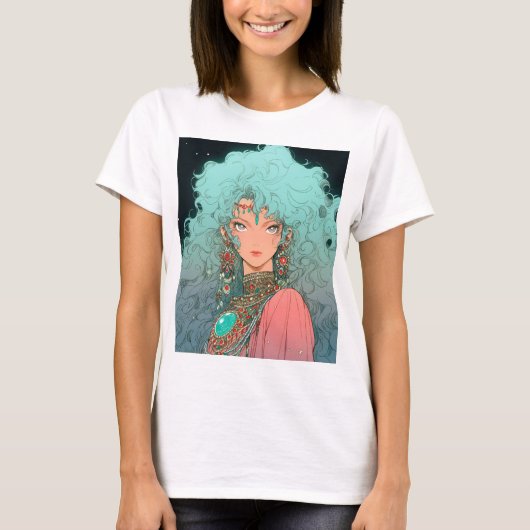 ファンタジーボヘミアン美学アニメガール Tシャツ (正面)