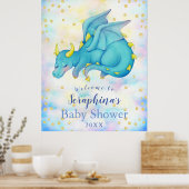 ファンタジーボーイズブルードラゴンベビーシャワーウェルカム ポスター (キッチン)