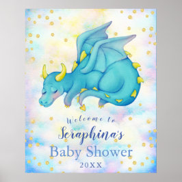 ファンタジーボーイズブルードラゴンベビーシャワーウェルカム ポスター