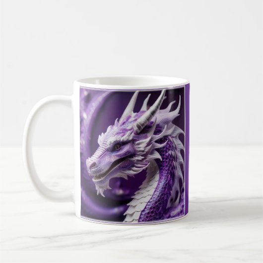ファンタジーポートレートの紫白龍 コーヒーマグカップ (左)