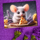 ファンタジーマウスチーズかわいい花の野生動物アート ポストカード