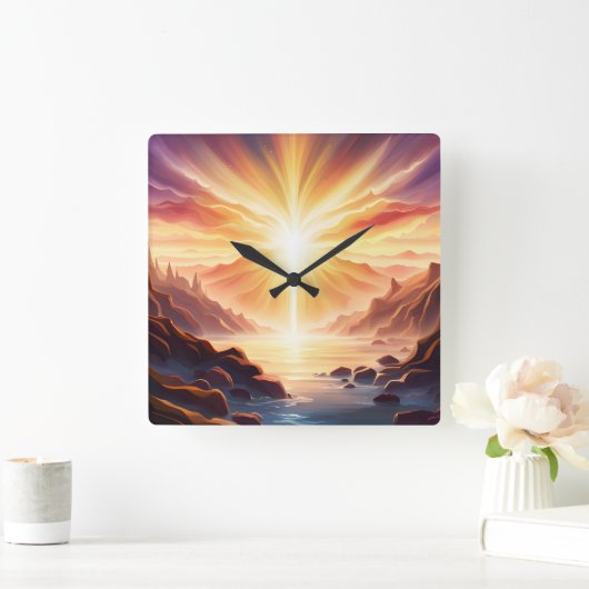 ファンタジーマウンテンバレーレイク スクエア壁時計 (ホーム)