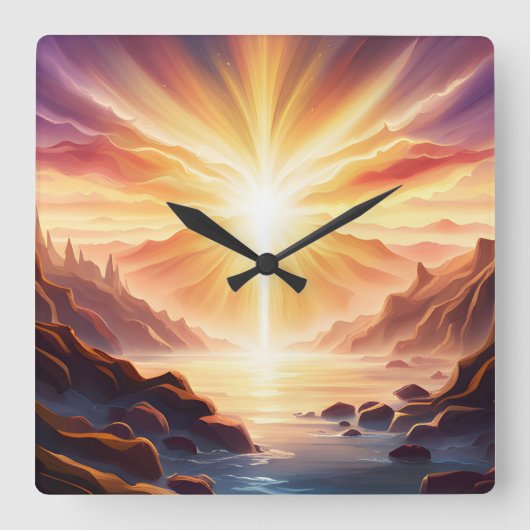 ファンタジーマウンテンバレーレイク スクエア壁時計 (正面)