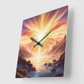 ファンタジーマウンテンバレーレイク スクエア壁時計 (傾斜)