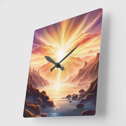 ファンタジーマウンテンバレーレイク スクエア壁時計 (傾斜)