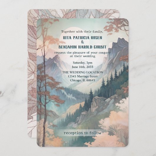 ファンタジーマウンテン結婚式招待状 (正面/裏面)