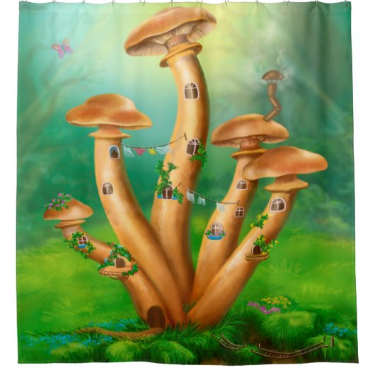 ファンタジーマッシュルーム蜂蜜アガリクス シャワーカーテン (正面)