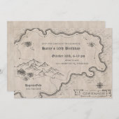 ファンタジーマップロール遊のゲームキャンペーン誕生日 招待状 (正面/裏面)