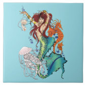 ファンタジーマーメイドティール（緑がかった色）タイル タイル (正面)