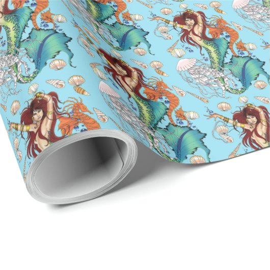 ファンタジーマーメイドティール(緑がかった色)テール ラッピングペーパー (ロールコーナー)