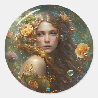 ファンタジーマーメイドデザインのシール ラウンドシール