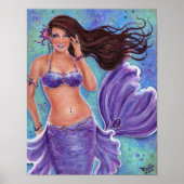 ファンタジーマーメイドパープルポスターby Renee L.Lavoie ポスター (正面)