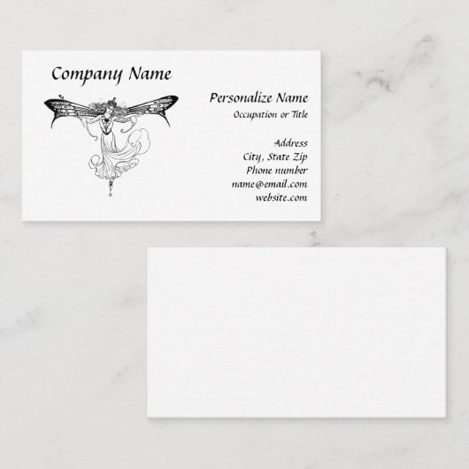 ファンタジーミスティックフェアリーウィングスケッチスケッチ 名刺 (正面/裏面)